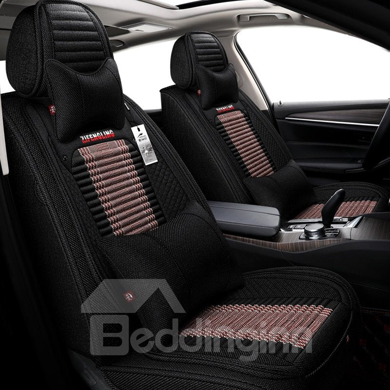 Simple Style Linen Material Environmentally Friendly Tasteless Breathable And Colorfast 5 Seats Universal Truck Seat Covers