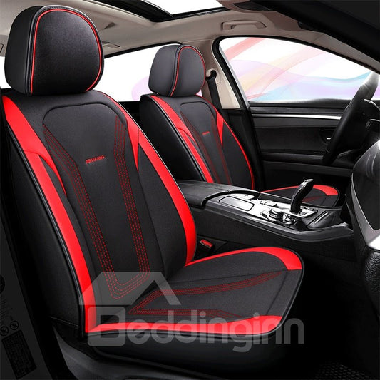 Full Set 5 Seaters Car Seat Covers with Waterproof Leather Automotive Vehicle Cushion Cover Universal for Most Sedan SUV Truck Front and Rear Split Bench Protection