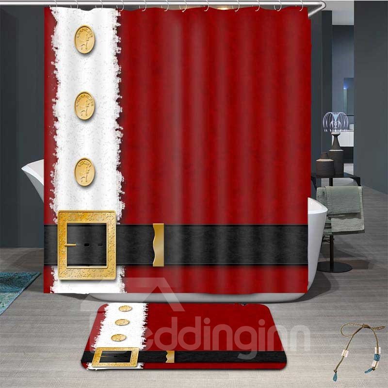 3D Cute Father Christmas Suit Print Classy Water-proof Bathroom Shower Curtain for Shower Stall and Bathtub