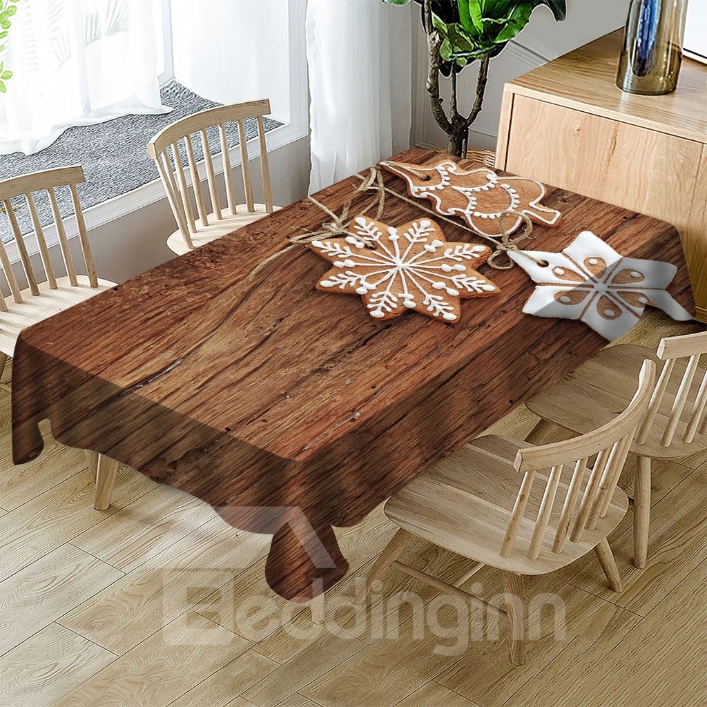 Durable Dustproof Unfading Simple And Colorful Christmas Theme Patterns 3D Tablecloth