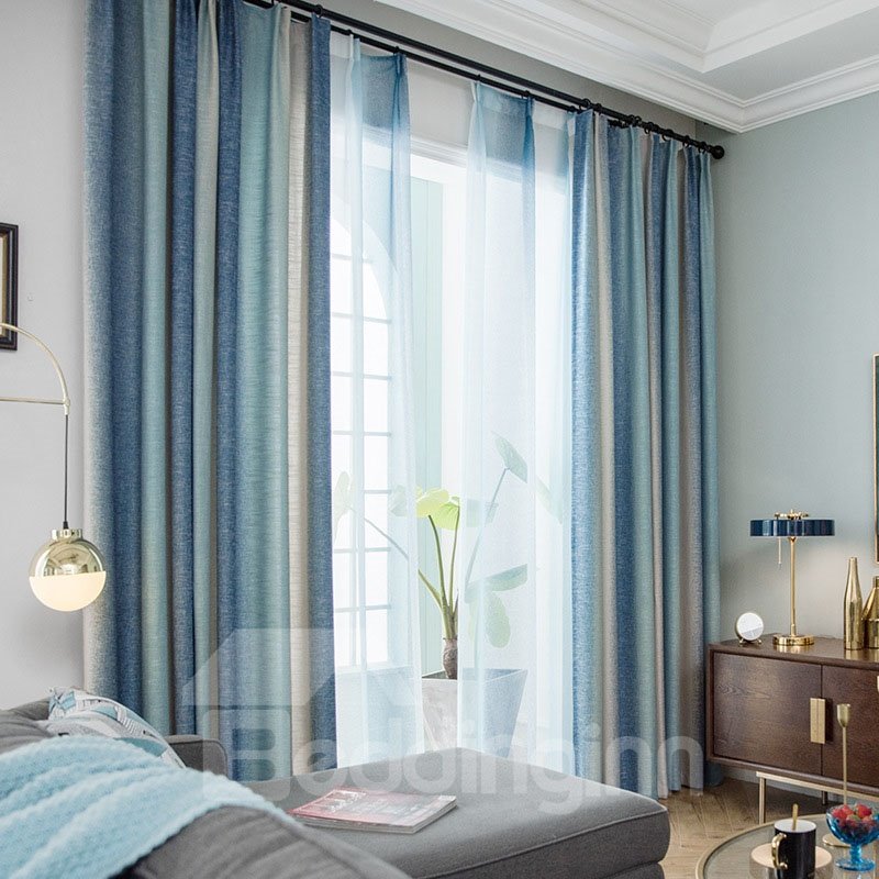 Nordische Ombe-Vorhänge aus 100 % Verdunkelungsfaser mit Ösen für Wohnzimmer und Schlafzimmer