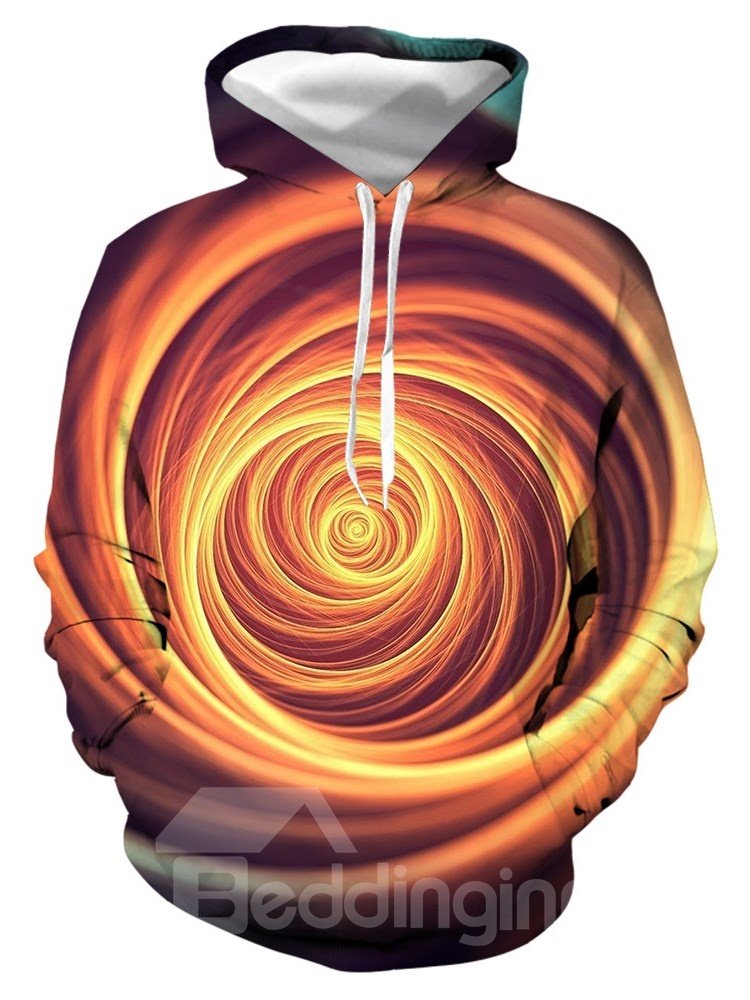 Unisex 3D Colorful Swirl Printing Autumn and Winter Pullover Sweatshirt Hoodies