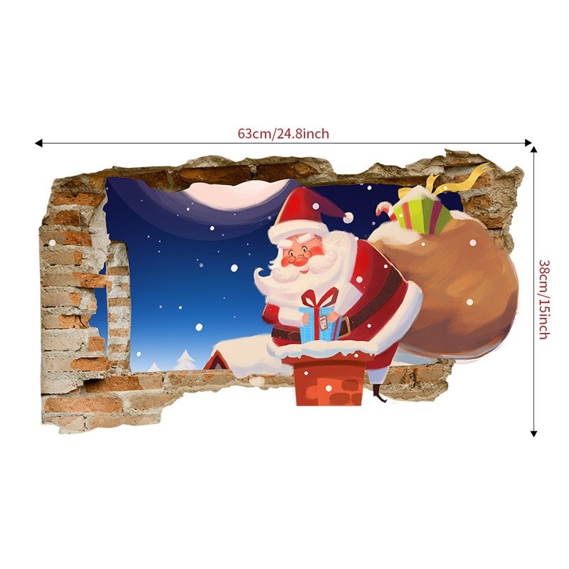 Santa Claus Christmas Cartoon 3D Wall Stickers Self-adhesive Waterproof Stickers