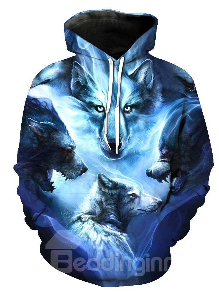 3D realistische Hoodies Pullover Sweatshirt Hip Hop Hoody Oberbekleidung mit Vordertasche