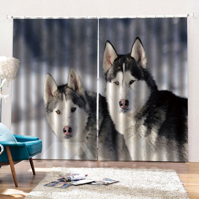 Cortinas decorativas opacas y a prueba de polvo con estampado de animales en 3D para sala de estar y dormitorio