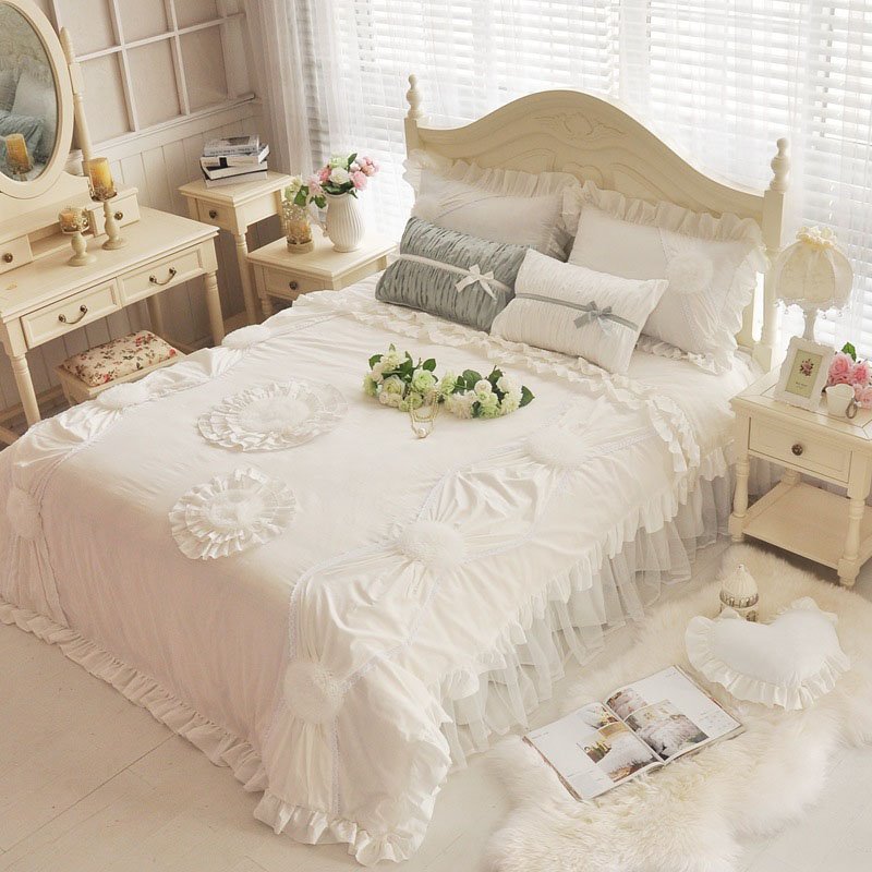 Vierteiliges Bettwäsche-Set „Prinzessin“ aus 100 % Baumwolle. Strapazierfähig, hautfreundlich, volles Queen-Size-Bett