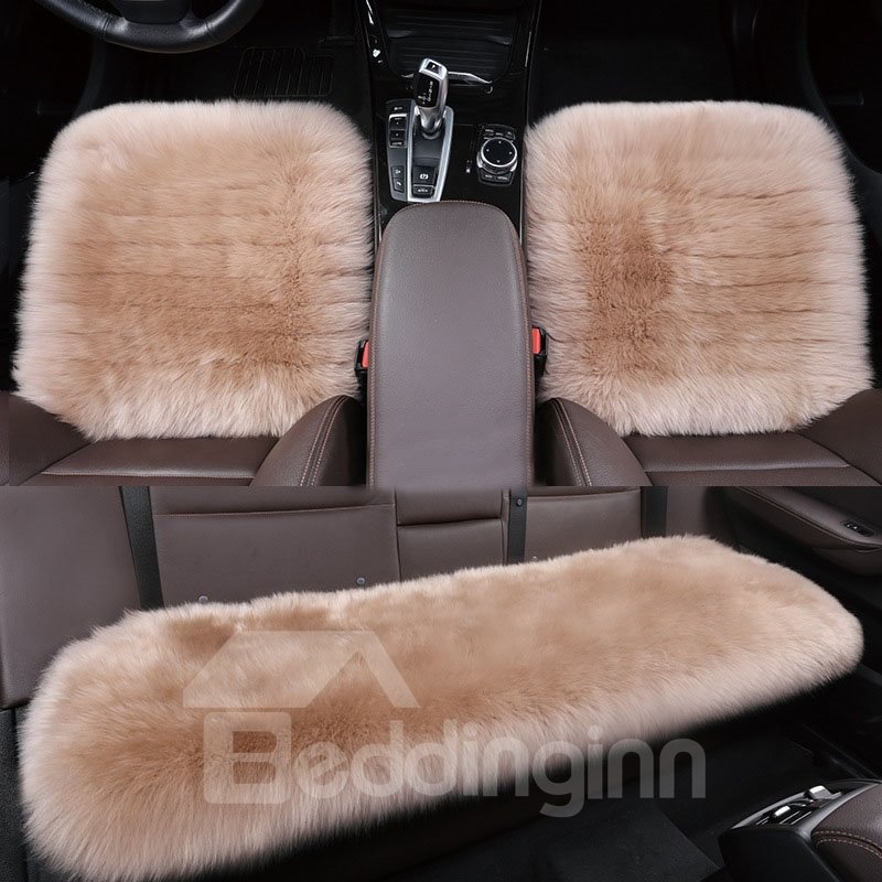 Nicht verblassen, keine Haare verlieren, weich, bequem und warm, für den Winter, kurzes Plüsch-Woll-Autokissen, kleines quadratisches Sitzkissen, dreiteiliges Set, ohne Rückenkissen