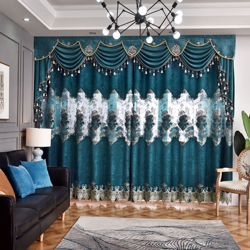 Cortinas opacas ahuecadas con bordado floral europeo para sala de estar, cortinas decorativas personalizadas de 2 paneles, sin pelusas, sin decoloración, sin forro