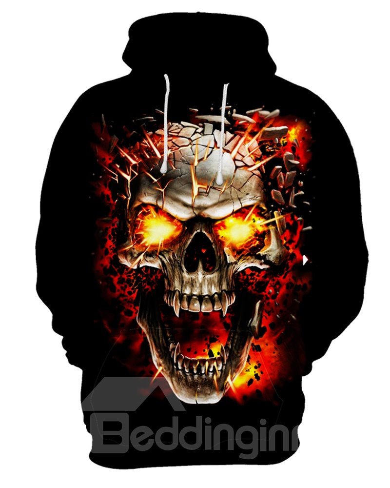 Halloween Skull Pullover Loose Model Realistic 3D Painted Hoodie