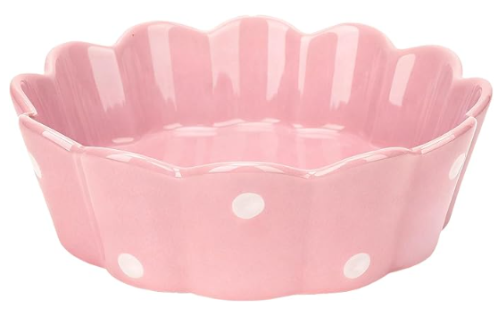 Cat Basic Bowl, Polka Dot Ceramic Pet Food Dish, Non-Slip Bottom Design for Kittens and Small Dogs