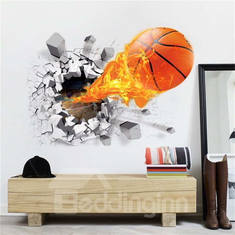 3D-Basketball-Wandaufkleber, selbstklebende, wasserfeste Aufkleber, kreatives Dekor