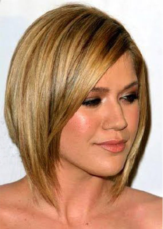 Women's Short Shaggy Hairstyles Natural Straight Synthetic Hair Capless Wigs 10Inch