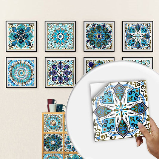 Wall Sticker Small Flower Color Retro Ceramic Tile Patch Self-adhesive Peeling Wall Paste Kitchen Bathroom Home Renovation Decorative Crystal PVC Wall Sticker 10 Pcs