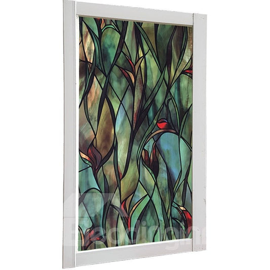 Green Plant Window Film Static Sticker Colorful Painting