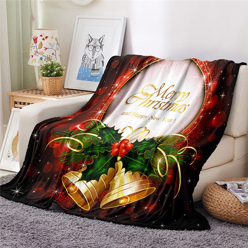 3D Christmas Blanket Coral Fleece Office Blanket Sofa Blanket Bedroom Blanket Keep Warm in Winter Polyester New Year Gift