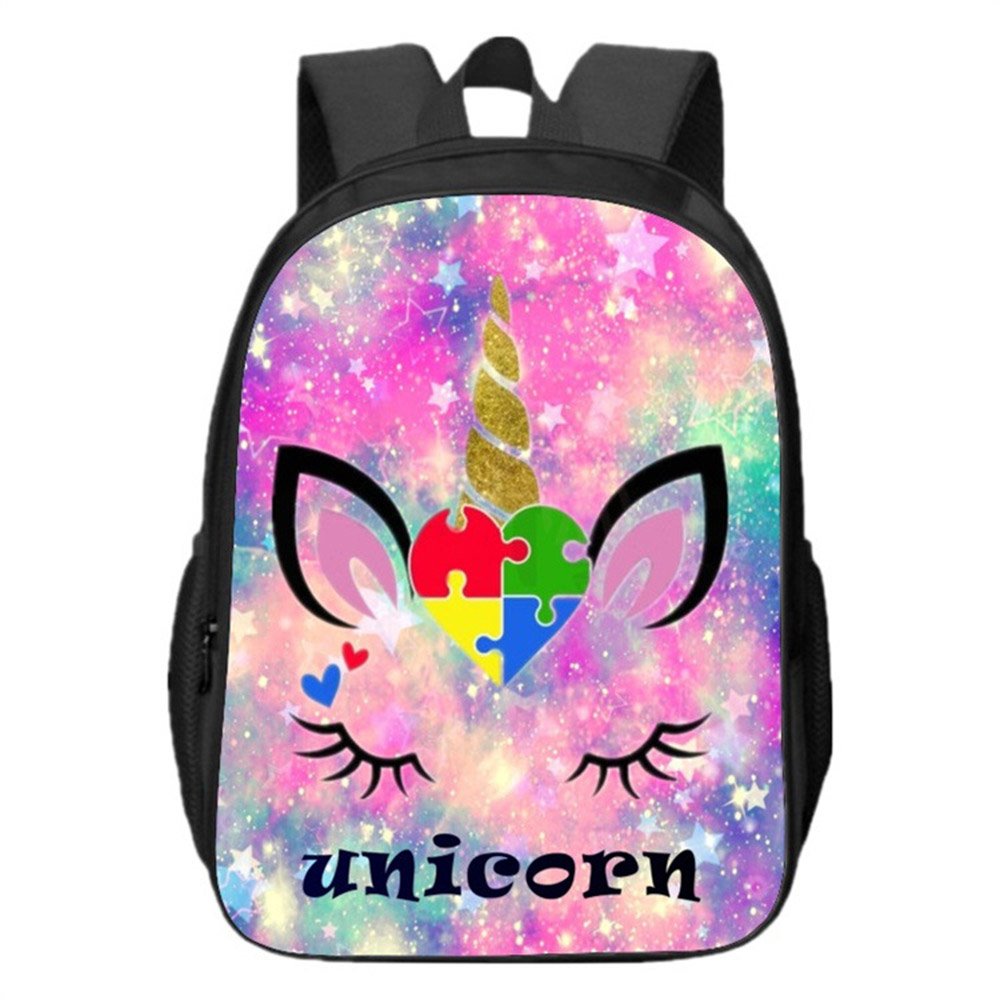 3D Graffiti Rainbow Unicorn Print Kids Backpack Girls School Backpack Preschool Kindergarten BookBag