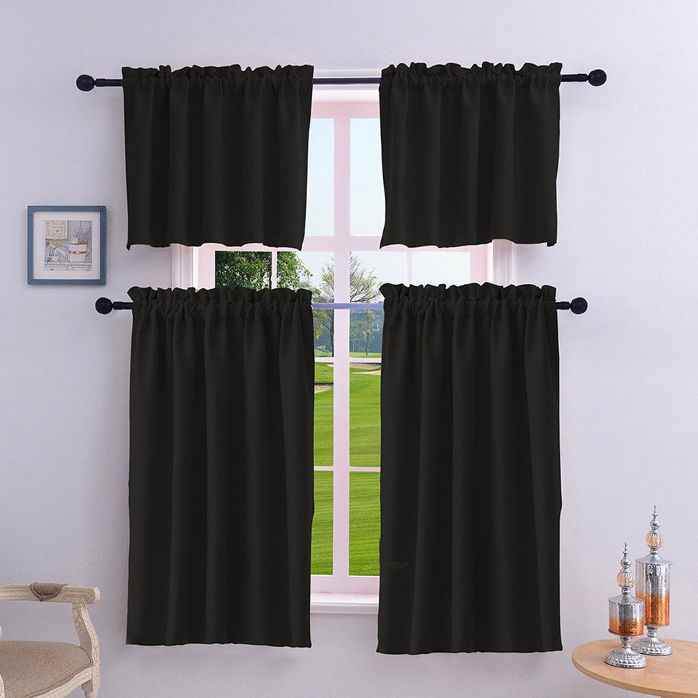 Schlichter, schlichter Schattierungsvolant im amerikanischen Stil, 4 Stück, für Küchen, Badezimmer, Keller und mehr