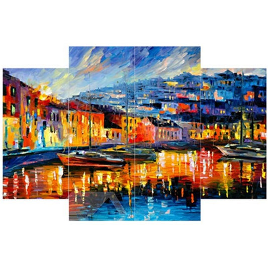 Architectures beside Lake Hanging 4-Piece Canvas Waterproof and Eco-friendly Non-framed Prints