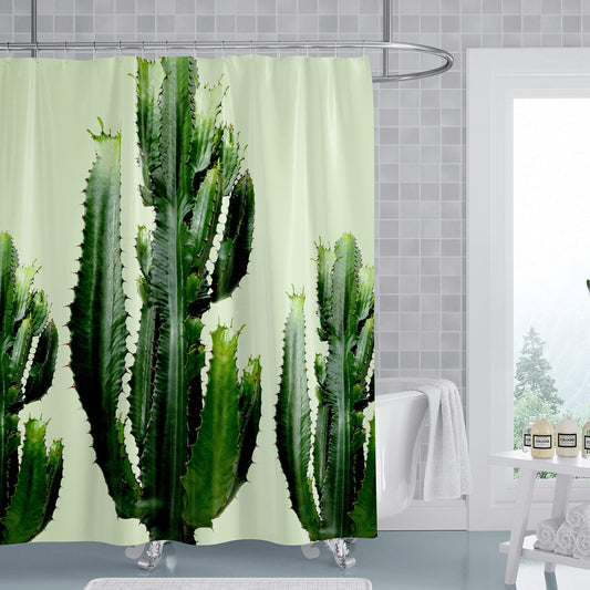Beddinginn Cactus Plant Shower Curtains, Waterproof Green Plant Shower Curtains Nature Theme Modern Shower Curtain for Bathroom Decor, 72 x 72 Inches