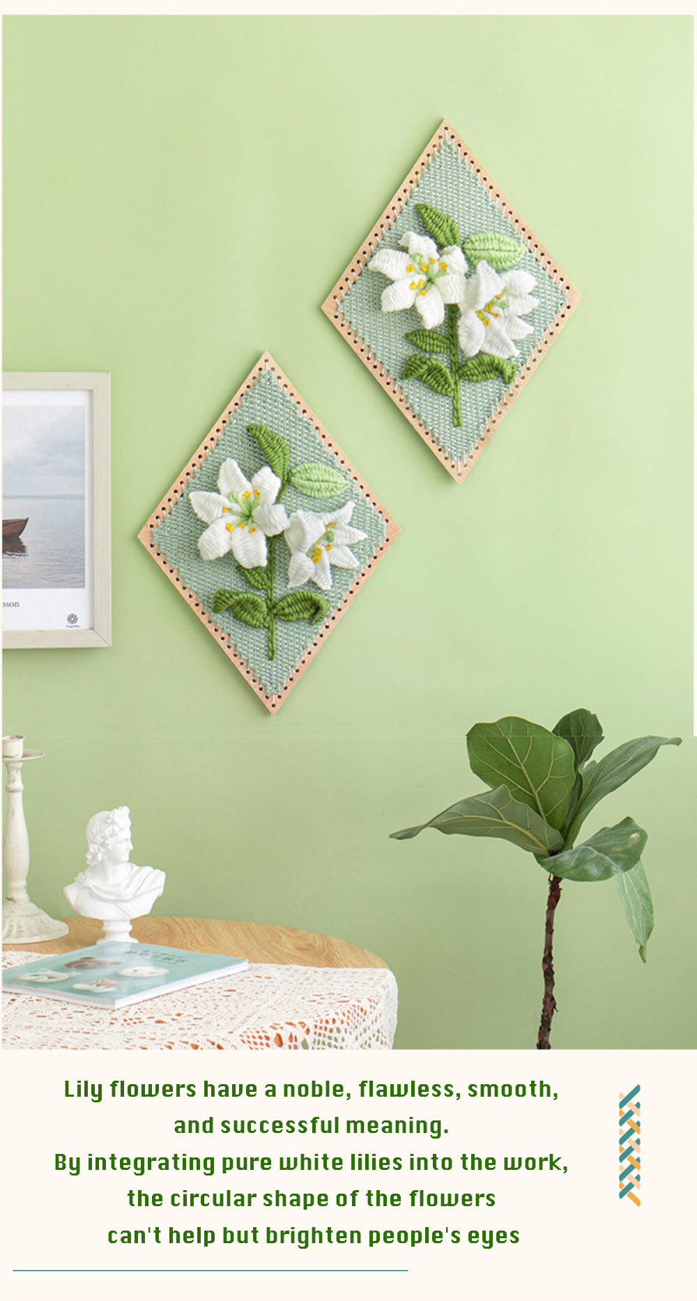 Gewebtes Gobelin-Garn, gestrickt, Lilienblumen, komplettes Sortiment an Stick-Starter-Sets, für Anfänger geeignet, für Erwachsene, Teenager, Heimwerken