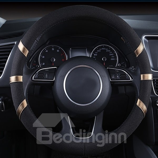 Classic Black Style With Colored Ribbon Design Fashion Car Steering Wheel Cover