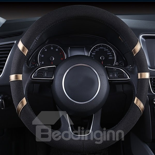 Classic Black Style With Colored Ribbon Design Fashion Car Steering Wheel Cover
