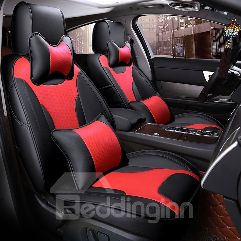 Modernistic Business Style Color Blocking Leather Custom Seat Cover