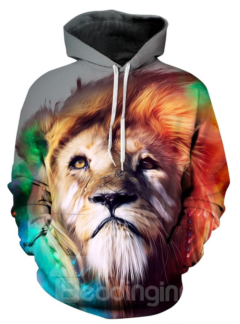 Cool Long Sleeve Lion King Pattern 3D Painted Hoodie