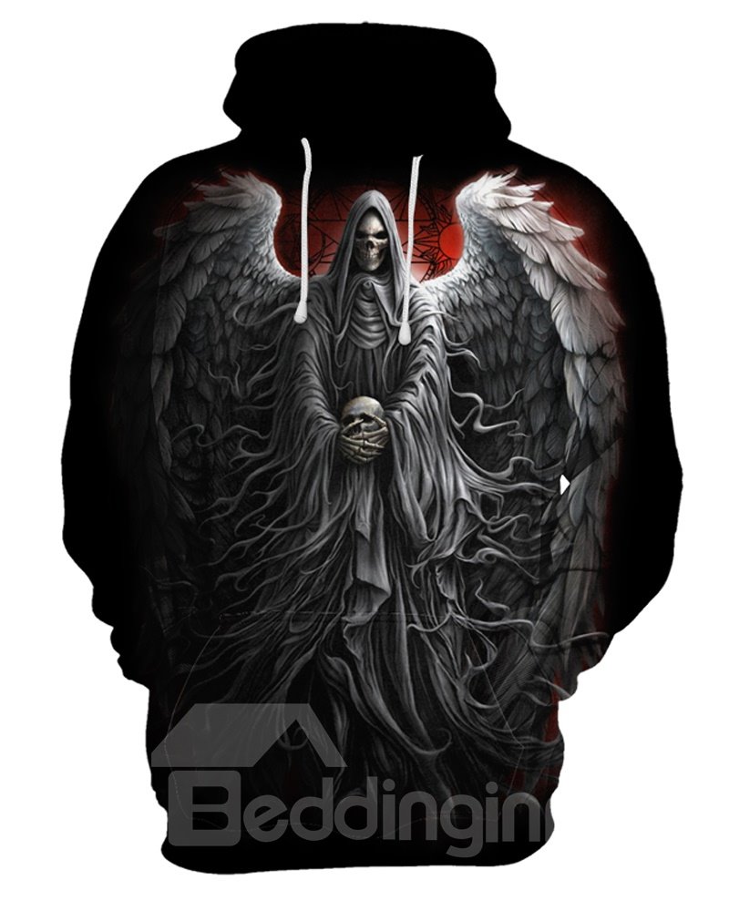 Skull Halloween Lightweight Pullover Realistic Athletic 3D Painted Hoodie