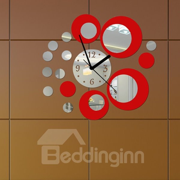 Reloj de pared tridimensional con superficie de espejo acrílico creativo