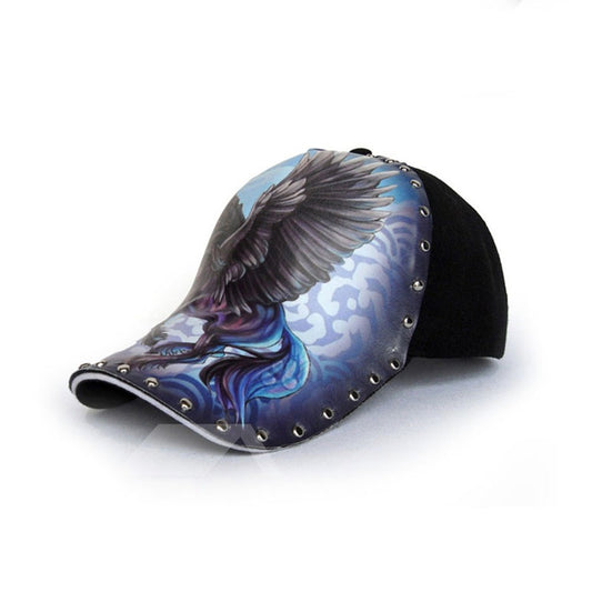 3D Flying Unicorn Print Rivet Baseball Caps Punk Rock Hip Hop Hat Adjustable Snapback Breathable Trucker Hats