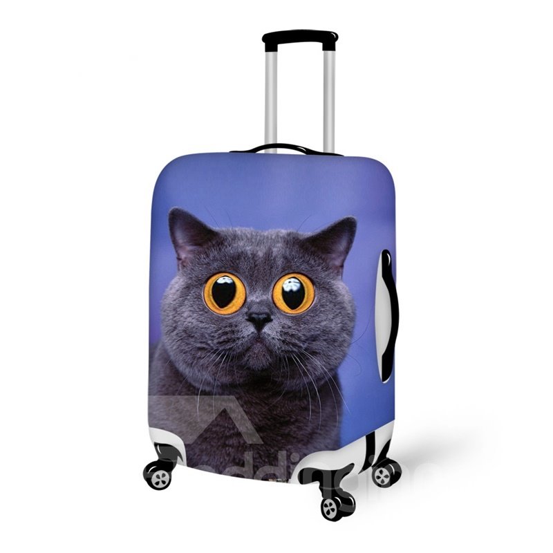Funda de equipaje pintada en 3D con diseño de gato creativo con ojos grandes