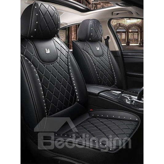 Full Set Leather Car Seat Covers, Faux Leatherette Automotive Vehicle Cushion Cover for Cars SUV Pick-up Truck Universal Fit Set for Auto Interior Accessories