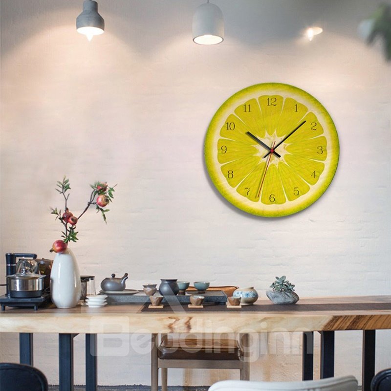 11 inch Round Fruit Wall Clock Handmade Wood and Acrylic Clock Beautiful Decorative Wall Clock Mute Movement Wall Clock Wooden Clock