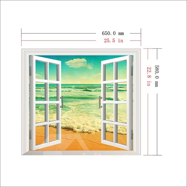 Gorgeous Seaside Blue Sky Window View 3D Wall Sticker