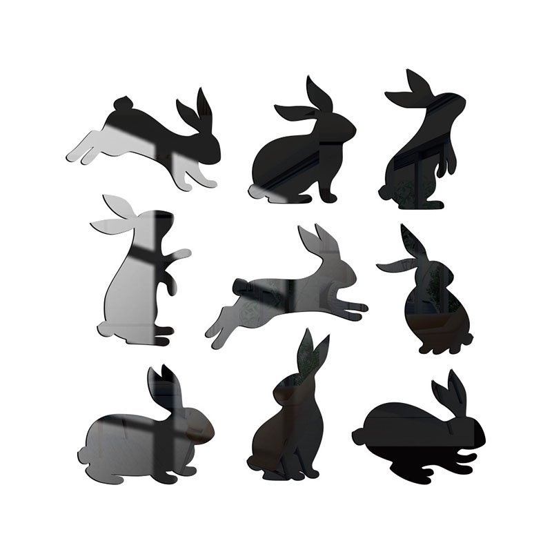 Pegatinas de pared acrílicas 3D de conejito de Pascua, decoraciones de pared autoadhesivas extraíbles DIY