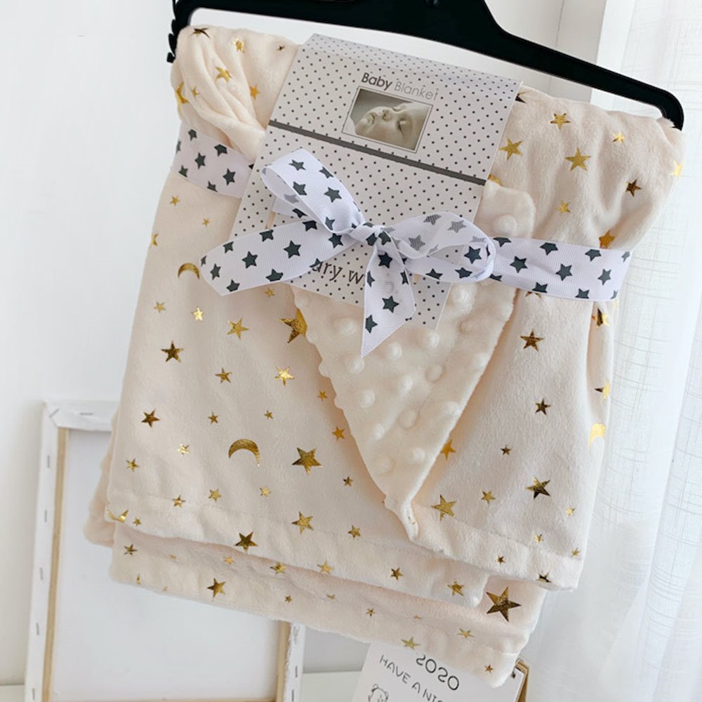 Starry Baby Blanket Super Soft Plush with Double Layer Dotted Backing Lovely Design Received Blanket