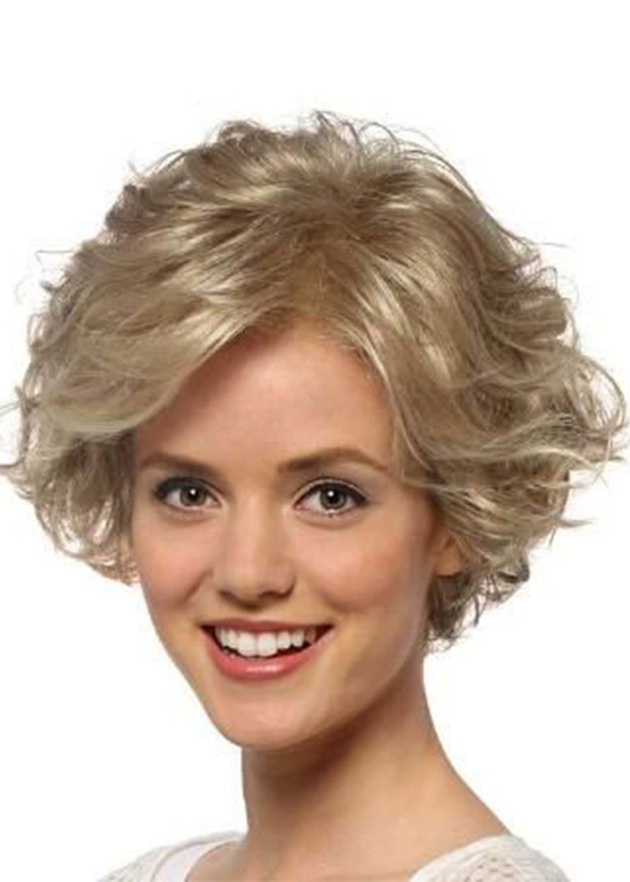 (5) Short Blonde Wigs For Women Pixie Wigs Curly Bob Hair Wigs With Bangs Heat Resistant Synthetic Hair Capless Wigs 12inch
