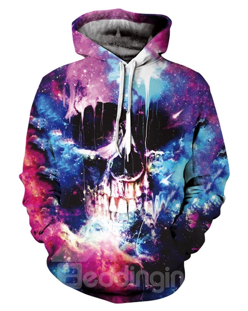 Sudadera unisex con capucha pintada en 3D con bolsillo canguro y calavera de Halloween