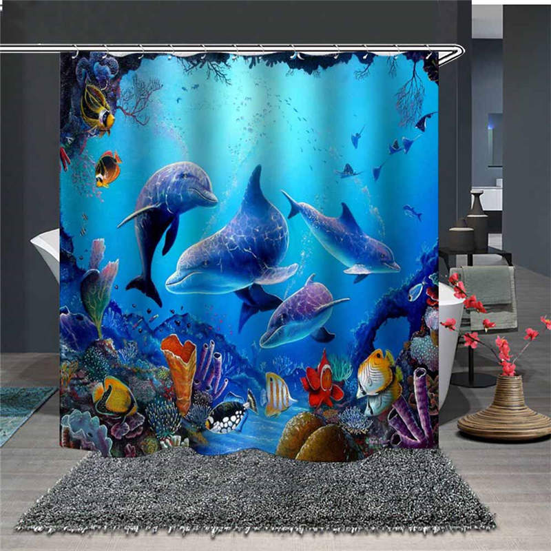 Beautiful 3D Under Sea World Waterproof and Mildewproof Shower Curtains