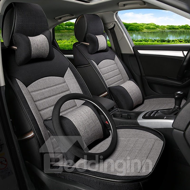 Juego universal de cinco fundas para asientos de automóvil, compatible con airbag y banco dividido, protectores de asientos delanteros y traseros, fácil instalación, ajuste universal, accesorios interiores para auto, camión, furgoneta, SUV