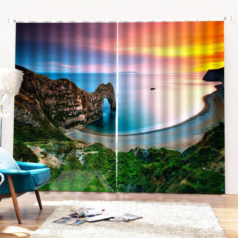 Cortinas a Prueba de Rayos Ultravioleta con Impresión 3D 200 g ㎡ Poliéster Grueso Aislamiento Térmico e Impermeable Impresión Integrada Absolutamente Sin Arrugas Sin Decolorarse, Agrietarse, Pelarse o Descamarse 80W*84L