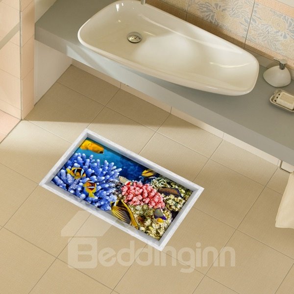Unique Design Plant in Sea Slipping-Preventing Water-Proof 3D Floor Sticker