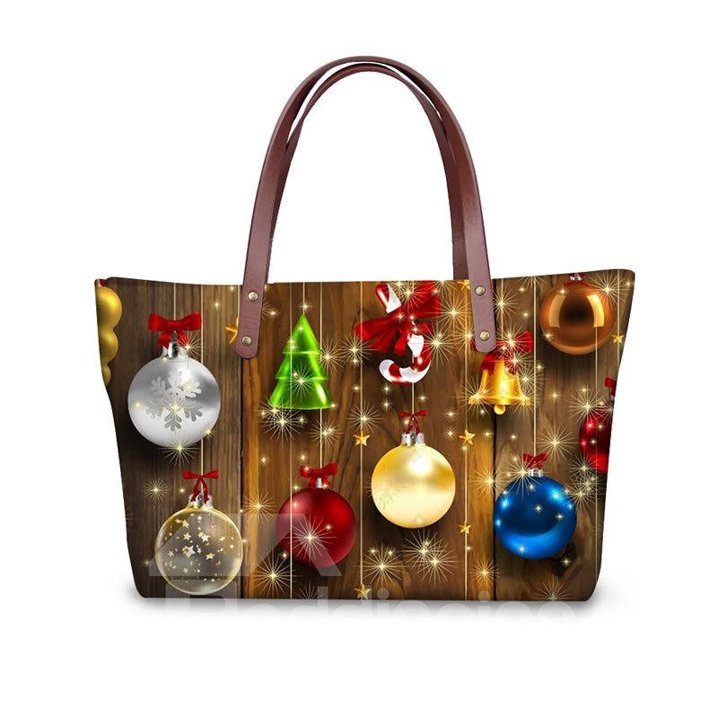 Bolso de hombro impreso 3D impermeable con decoración de árbol de Navidad