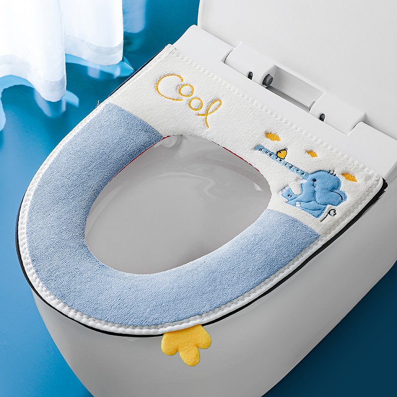 Winter Thickness Toilet Seat Covers Soft and Warm Toilet Cover with Handle and Zipper Flannel