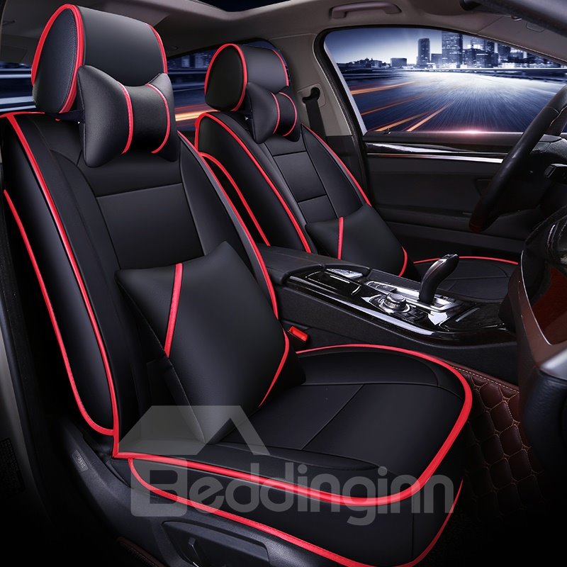 Funda de asiento de coche universal de PU con bloques de color de estilo deportivo de lujo