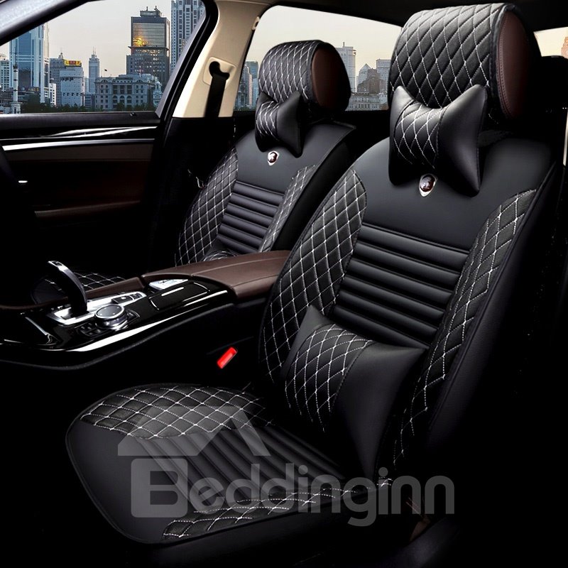 thumbnail image 2 of BDK Racing Series Full Set Car Seat Covers – Front & Rear Bench, Black/Beige, SUV/Truck 2 of 6