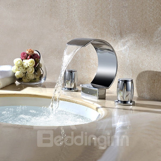 Contemporary Double Handles Widespread  Waterfall Faucet