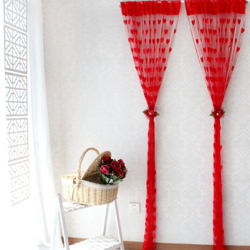 112-Inches Length Romantic Heart Design Custom String Curtain