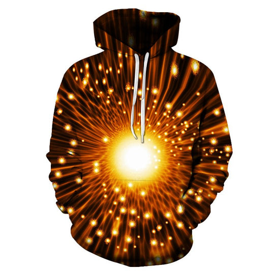 3D Firefly Starlight Pullover Garment Dyed Spring Men's Hoodies Quick-drying Fabric Absolutely Wrinkle-free Integrated Printing Without Ever Fading Cracking Peeling or Flaking